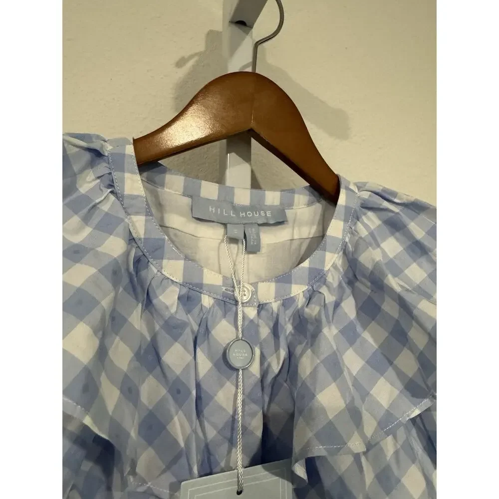 Hill House The Colette Dress Blue Jacquard Check Size Small NWT - Picture 3 of 12
